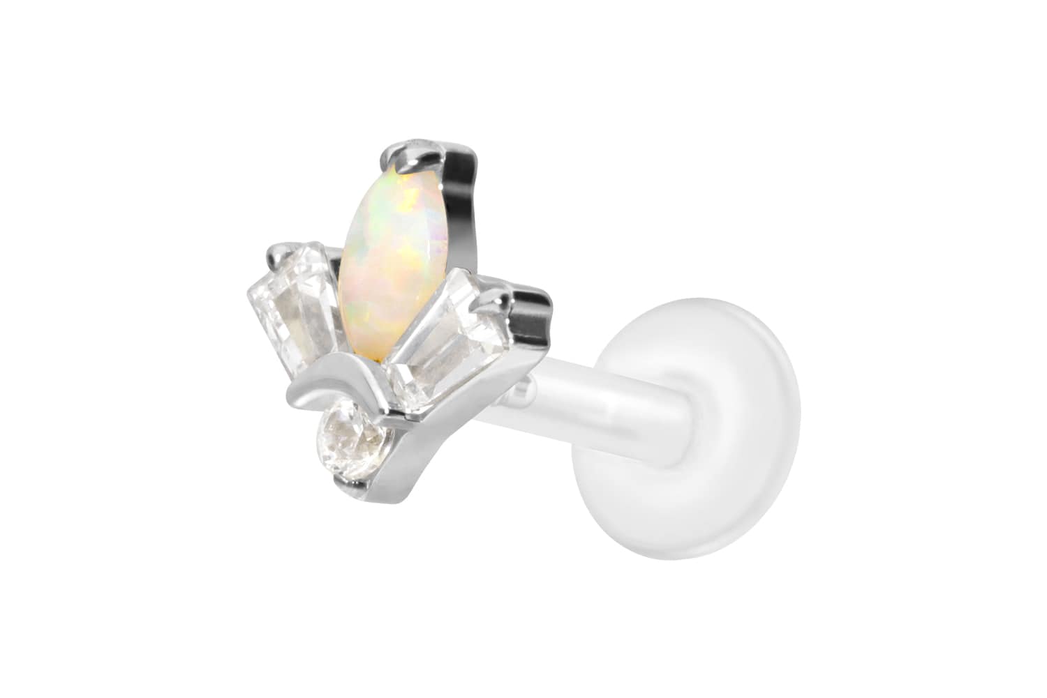 PTFE Labret Piercing mit Innengewinde + Titan-Aufsatz LOTUSBLÜTE